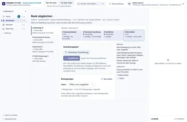 Bank abgleichen, Bildschirm der Testversion