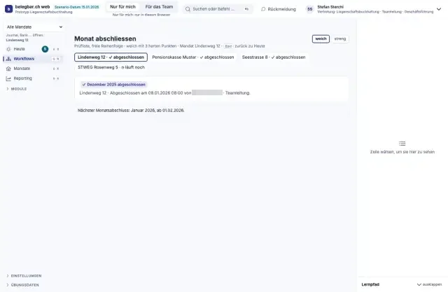 Monat abschliessen, Bildschirm der Testversion