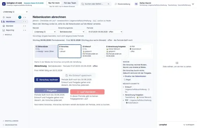 Nebenkosten abrechnen, Bildschirm der Testversion