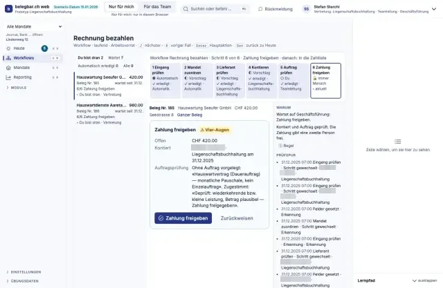Rechnung bezahlen, Bildschirm der Testversion
